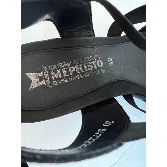 MEPHISTO GIULIANA SOFT AIR TECHNOLOGY BLACK NUBUCK COMFORT WEDGE SANDAL SZ 9 - Picture 9 of 10